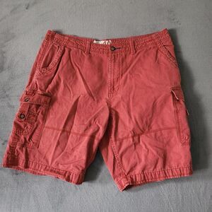 G&N Red Cargo Shorts Mens 40 Regular 10" Cotton Skater  Utility